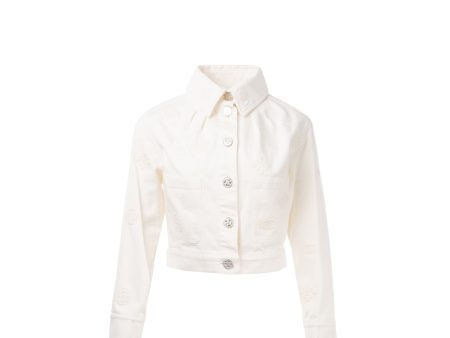 Chanel size 34 21P Camellia Jacket Cotton White on Sale