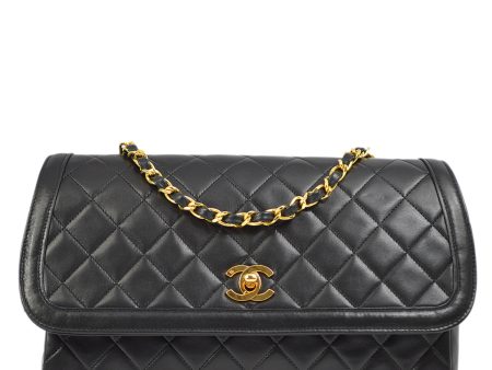 Chanel Black Lambskin Straight Flap Shoulder Bag Online