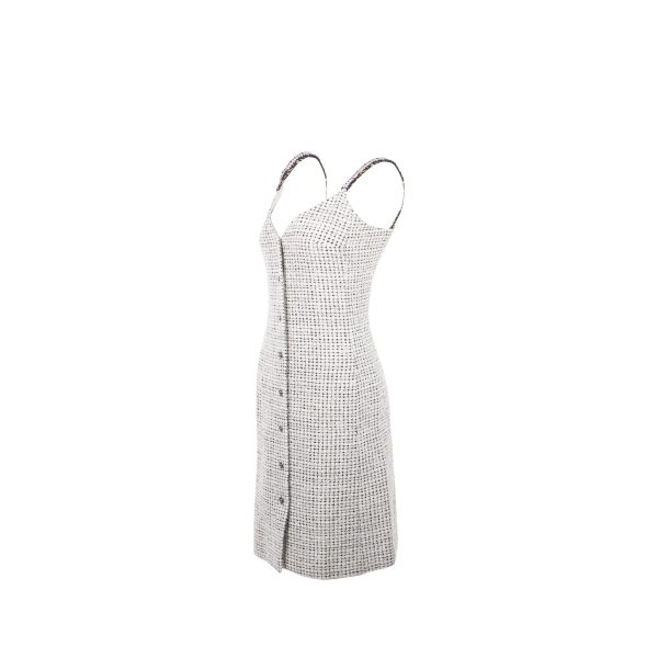 Chanel size 34 21P Tweed dress cotton polyester white black Sale