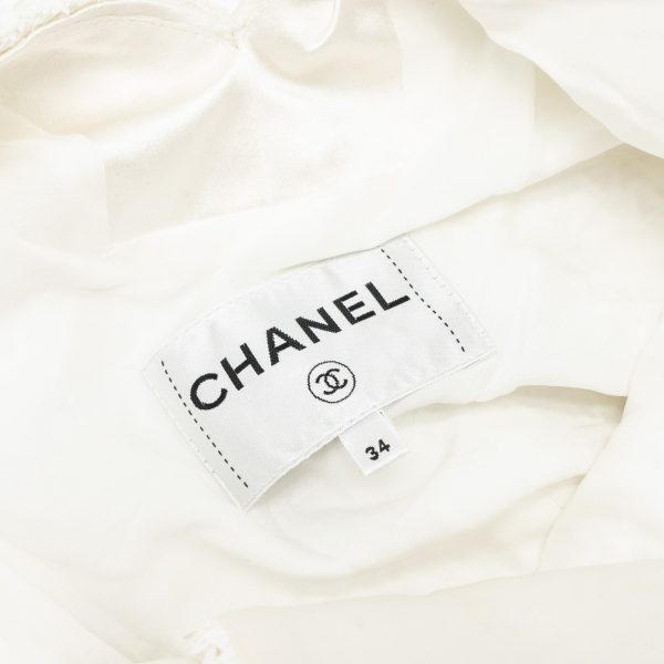 Chanel Size 34 22S Sequins Jacket and Skirt Suit Cotton Polyester White Multicolour Hot on Sale