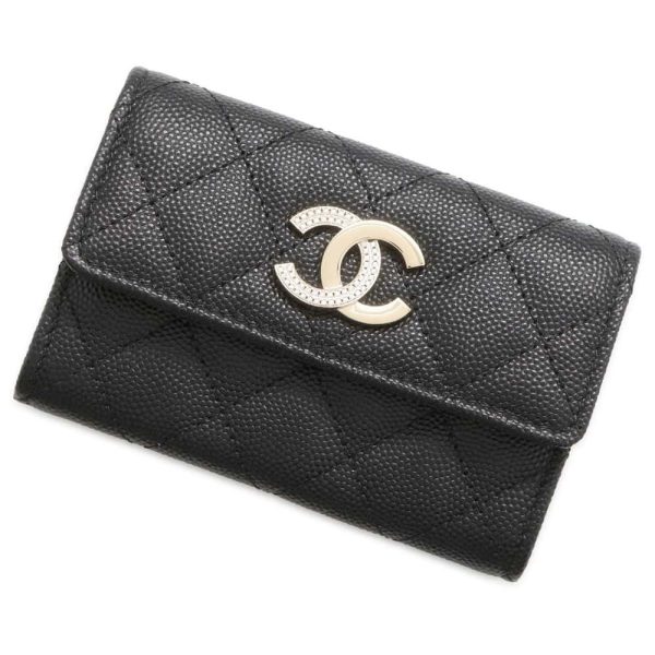 CHANEL Matelasse Flap Card Case Black AP4178 Caviar Leather Online now