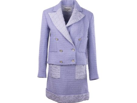 Chanel size 36 tweed jacket and Size 34 skirt suit laine wool silk purple Online Hot Sale