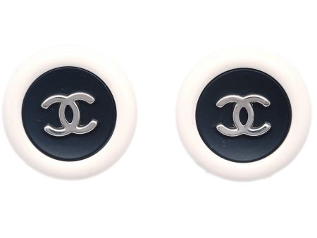 Chanel White Button Earrings Clip-On 96P Online now