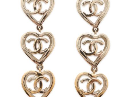 CHANEL CC Logo Heart Earrings Gold Gold Plated Sale