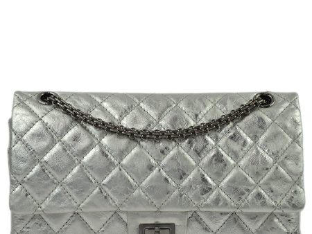 Chanel Silver Lambskin 2.55 Classic Double Flap Shoulder Bag Cheap