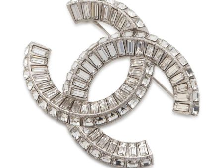 CHANEL CC Logo RhinestoneBrooch Silver A63085 Metal Online Sale