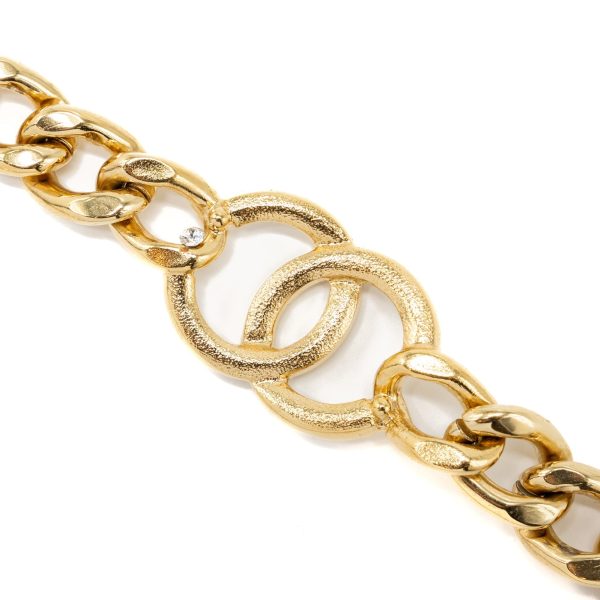 Chanel cc logo chain Chocker  necklace crystal Gold Tone on Sale