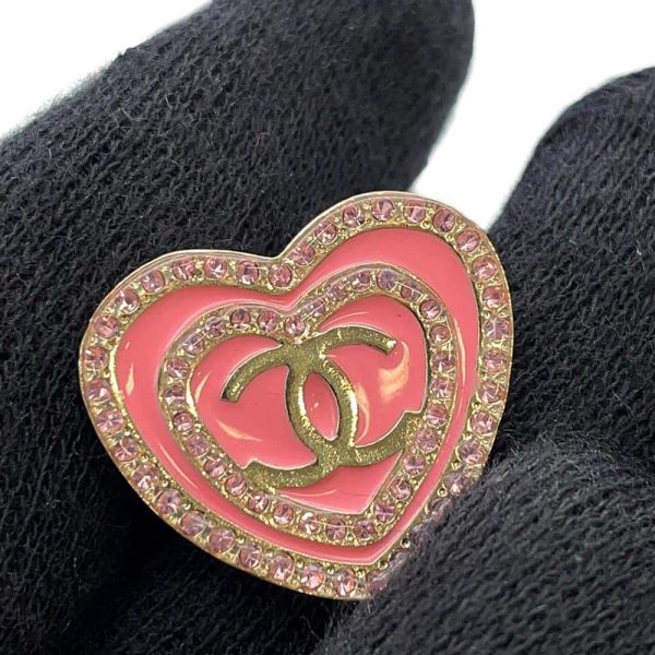 CHANEL CC Logo Heart Earrings Pink Metal Rhinestone Online Hot Sale