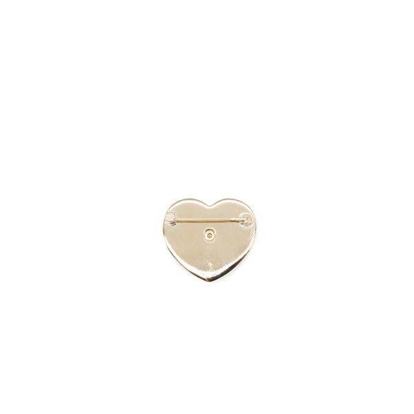 Chanel 22k Heart Shape cc Logo Brooch lambskin LGHW For Sale