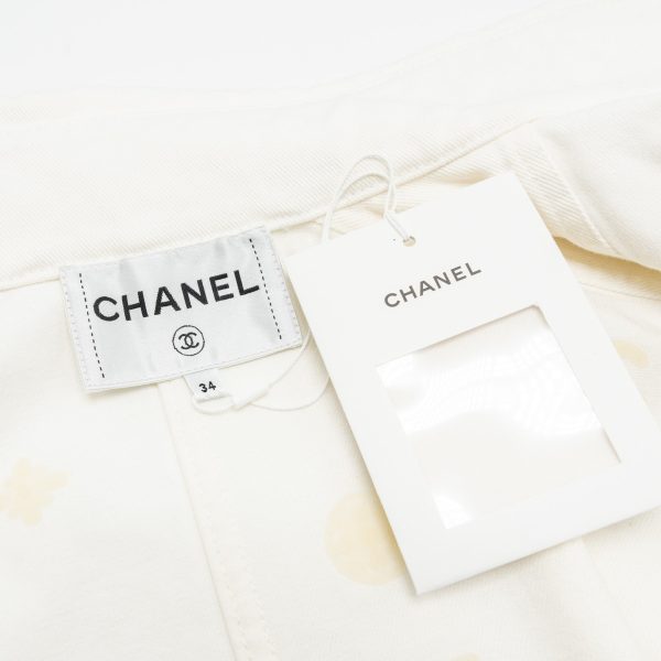 Chanel size 34 21P Camellia Jacket Cotton White on Sale