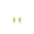 Chanel CC Logo Square Pearl Drop Earrings Gold Tone Fashion