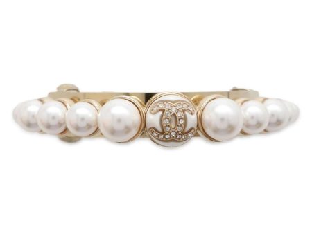 CHANEL CC Logo Valletta Gold Pearl Metal For Cheap