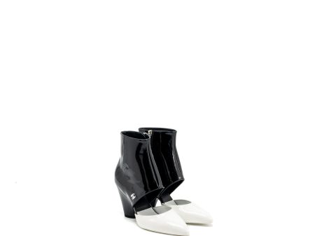 Chanel size 36 ankle boots patent black   white Hot on Sale