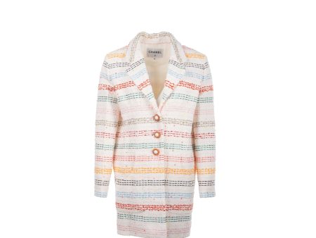 Chanel size 36 tweed jacket Cotton polyamide wool White Multicolour Cheap