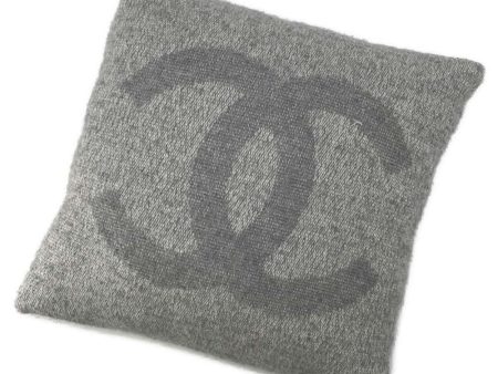 CHANEL CC Logo Cushion Gray Cashmere94% Silk6% Discount