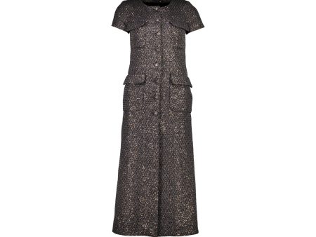 Chanel Size 34 21A Tweed Dress Polyester Polyamide Black Silver Fashion