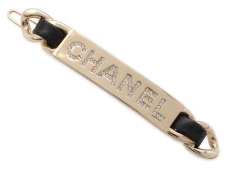 CHANEL Logo Barrette Hairpin Rhinestone Metal Online now