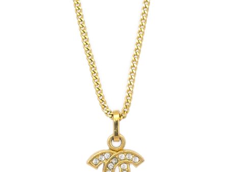 Chanel CC Chain Pendant Necklace Rhinestone Gold 3311 1982 Sale