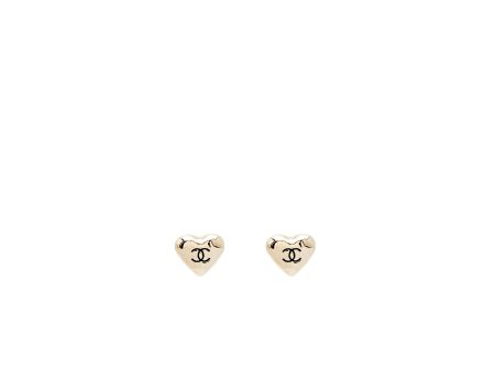 Chanel 22C heart earrings light gold tone Online now