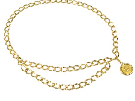 Chanel Medallion Chain Belt Gold 94P Small Good Online now