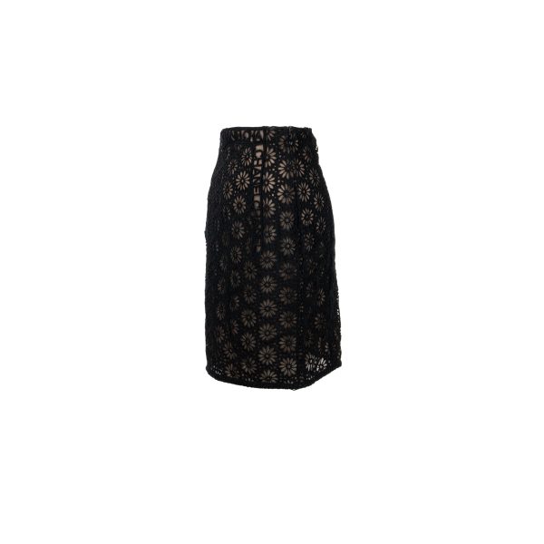 Chanel Size 34 21S Flora Lace Skirt Cotton Black on Sale