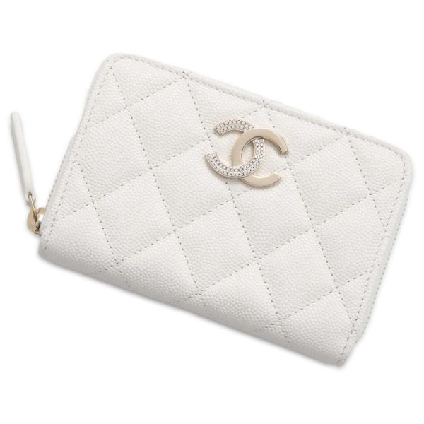 CHANEL Matelasse Coin purse White AP4177 Caviar Leather Supply