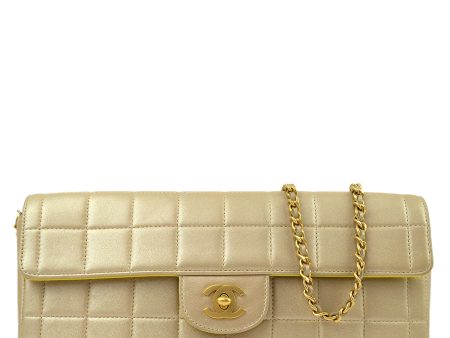 Chanel Beige Lambskin Choco Bar East West Shoulder Bag For Discount