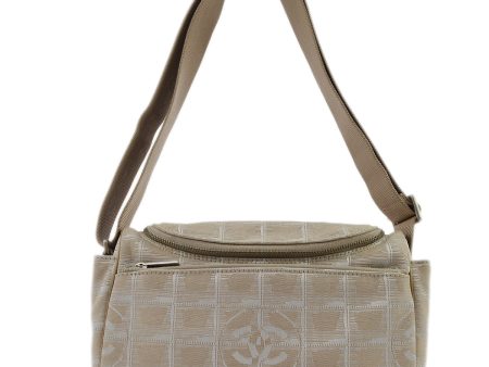 Chanel Beige Jacquard Nylon Travel Line Shoulder Bag Online Hot Sale