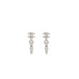 Chanel CC Logo Crystal Drop Earring Silver Tone Online now