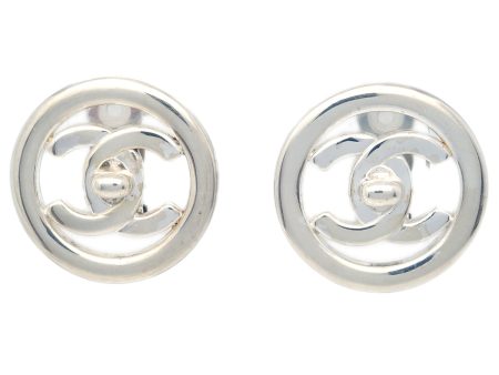 Chanel Turnlock Earrings Clip-On Silver 97P Sale