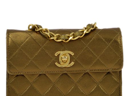 Chanel Bronze Lambskin Straight Flap Chain Shoulder Bag on Sale