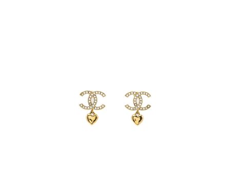 Chanel CC logo dropped earrings with Crystal Gold Tone Online now