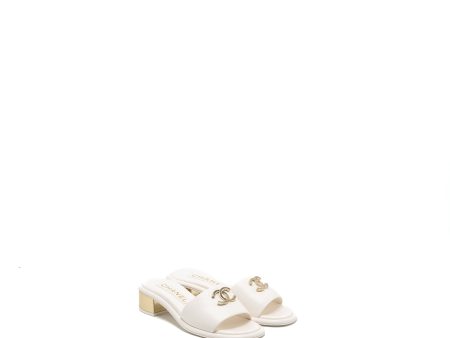 Chanel Size 36 23K Mules Lambskin White SHW For Discount