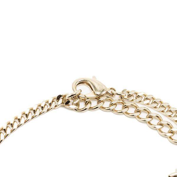 Chanel cc logo chain Chocker necklace crystal light gold tone For Cheap