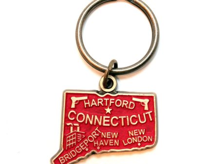 Connecticut Keychain - High Quality Thick Metal State Love Key Ring Cheap