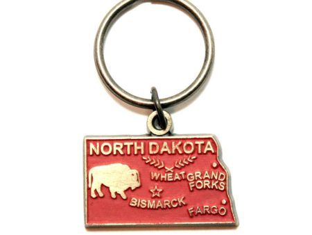 North Dakota Keychain - High Quality Thick Metal State Love Key Ring For Sale