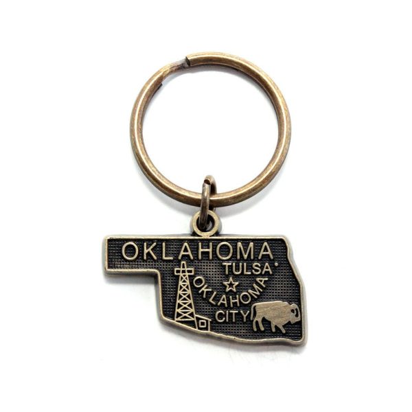 Oklahoma Key Chain - High Quality Thick Metal State Key Ring For Cheap