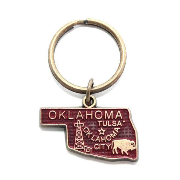 Oklahoma Key Chain - High Quality Thick Metal State Key Ring For Cheap