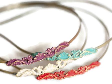 Fanciful Filigree Headband - Hand Painted Ornate Metal on Flexible Band Online