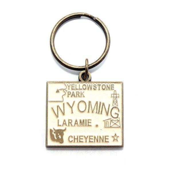 Wyoming Key Chain - High Quality Thick Metal State Key Ring Online now