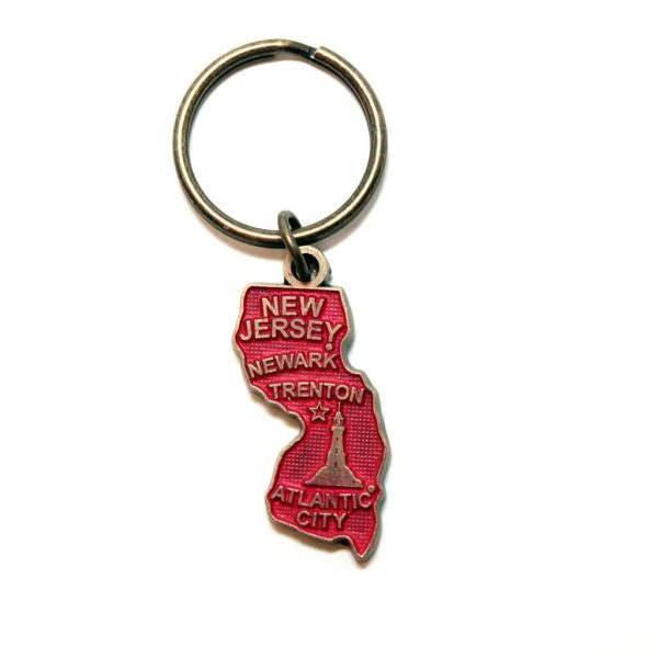 New Jersey Key Chain - High Quality Thick Metal State Key Ring Cheap