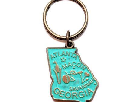 Georgia Keychain - High Quality Thick Metal State Love Key Ring Online now