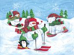 ART1237 - Skiing Snowmen and Animals - 16x12 Online