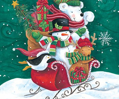 ART1239 - Christmas Friends Sleigh - 12x16 Online now