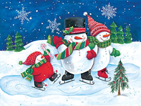 ART1238 - Happy Snowmen Family on Skates - 16x12 Online now