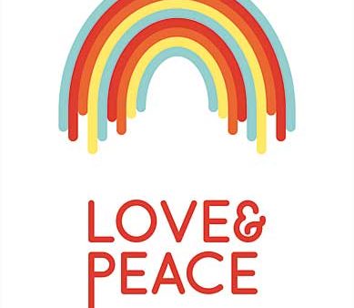 PAV452 - Retro Love & Peace Rainbow - 12x16 Online Sale